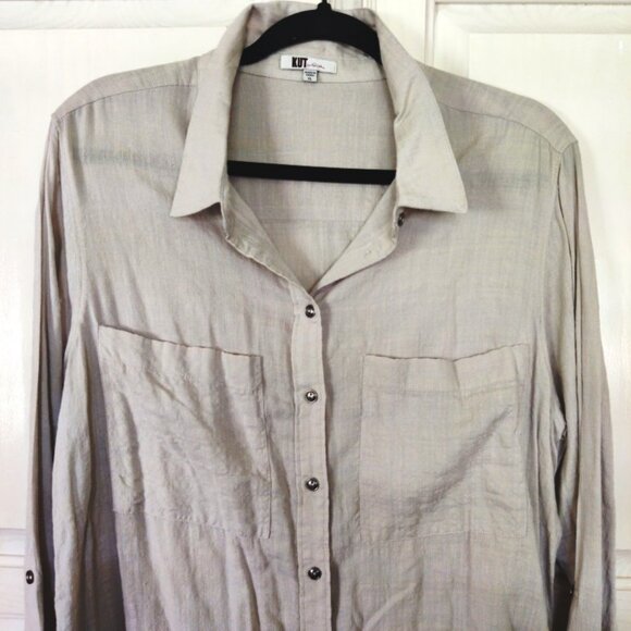 NYDJ Olive Trousers, Kut from Kloth Khaki Tunic, Floral Vest, 3 Piece, Sz XL-2X - Picture 8 of 15